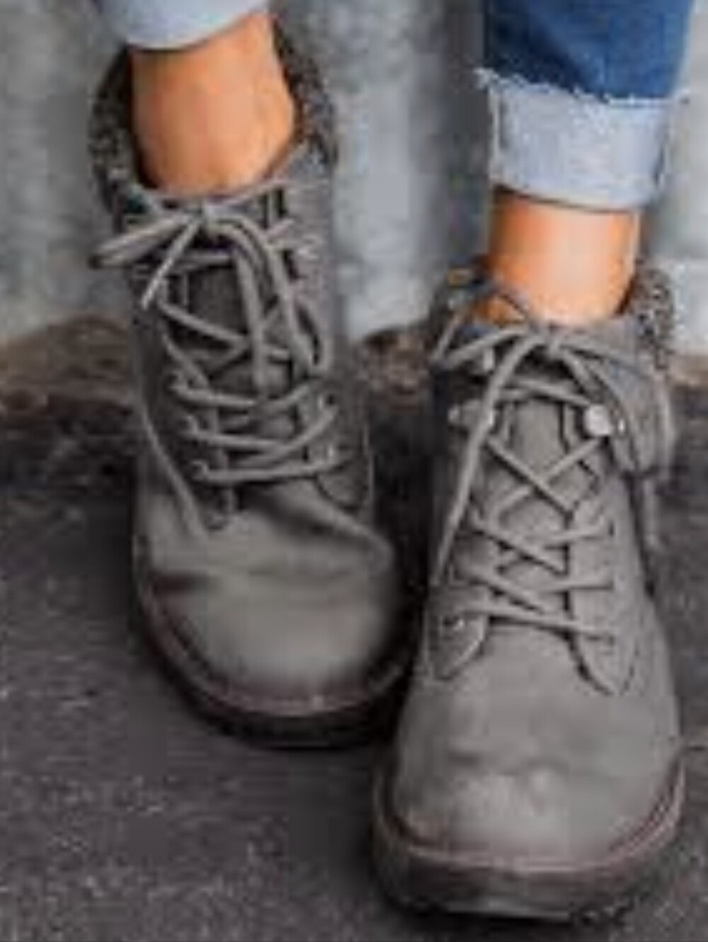 NWOT-Blowfish Malibu Grey Lace-Up Comet Booties - Women Sz 6.5 Knit Collar